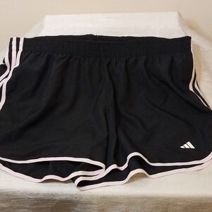 adidas Black Athletic Shorts with Pale Pink Trim